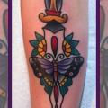 Old School Dagger Moth tattoo by Forever True Tattoo