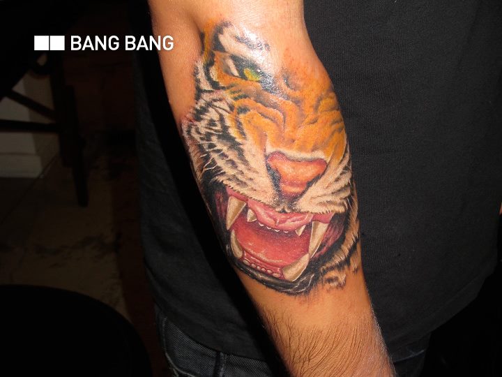 Tatuaje Brazo Realista Tigre por Bang Bang NYC