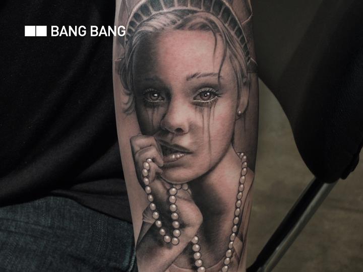 Arm Porträt Frauen Tattoo von Bang Bang NYC