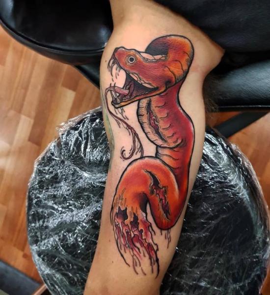 Arm Snake Tattoo by Bad Apples Tattoo