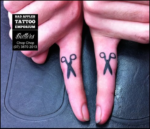 Finger Scissor Tattoo by Bad Apples Tattoo