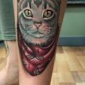 Leg Cat tattoo by Bad Apples Tattoo
