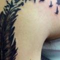 Shoulder Feather tattoo by Bad Apples Tattoo
