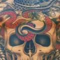 tatuaje Serpiente Old School Cráneo Espalda Águila Vientre por Chalice Tattoo