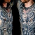 Shoulder Chest Giger tattoo by Dead God Tattoo