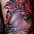 tatuaje Brazo Fantasy Unicornio por Kelly Doty Tattoo