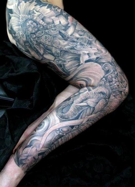 Leg Religious Tattoo by Mancia Tattoos