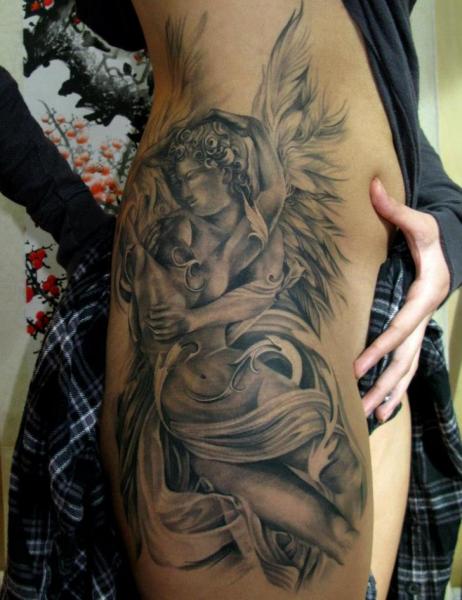 Fantasy Side Angel Tattoo by Mancia Tattoos