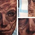tatuaje Brazo Cráneo mexicano por LDF Tattoo
