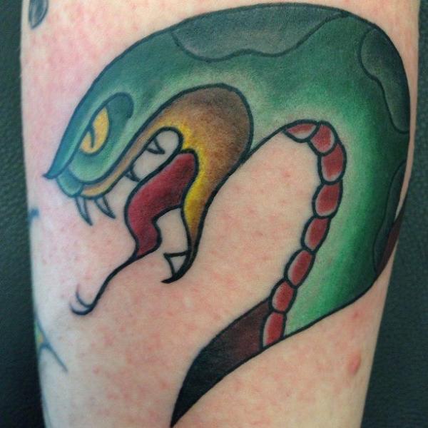 Snake Old School Tattoo by LDF Tattoo