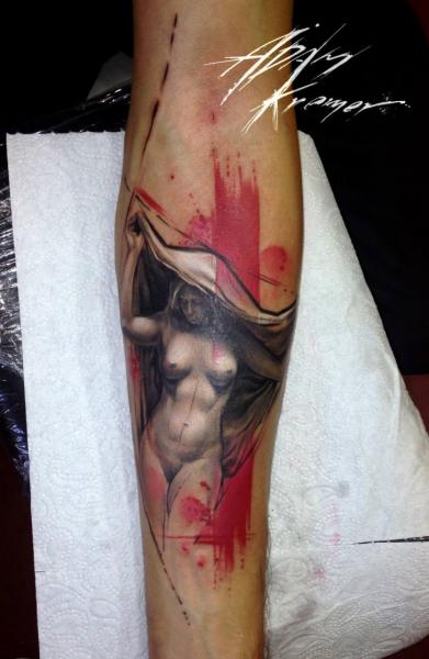 Arm Women Trash Polka Tattoo by Tribo Tattoo