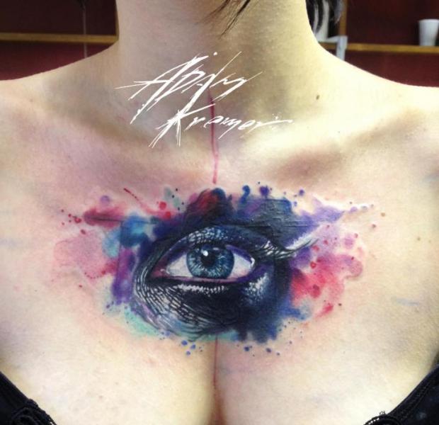 Eye Breast Tattoo by Tribo Tattoo