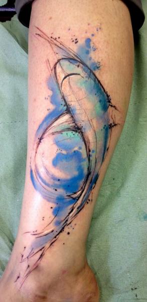 Tatuaż Łydka Rekin Rysunek przez Tribo Tattoo