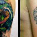Shoulder Cover-up Chameleon tattoo by Tribo Tattoo