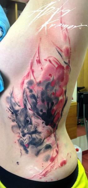 Side Rabbit Trash Polka Tattoo by Tribo Tattoo