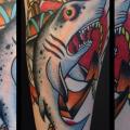 Old School Shark tattoo by Zoi Tattoo