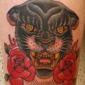 Old School Panther Thigh tattoo by Zoi Tattoo