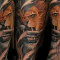 Shoulder Realistic Lion tattoo by Prykas Tattoo