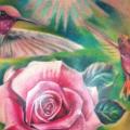 Realistic Chest Flower Bird tattoo by Restless Soul Tattoo
