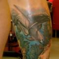 Realistic Leg Dolphin tattoo by Restless Soul Tattoo