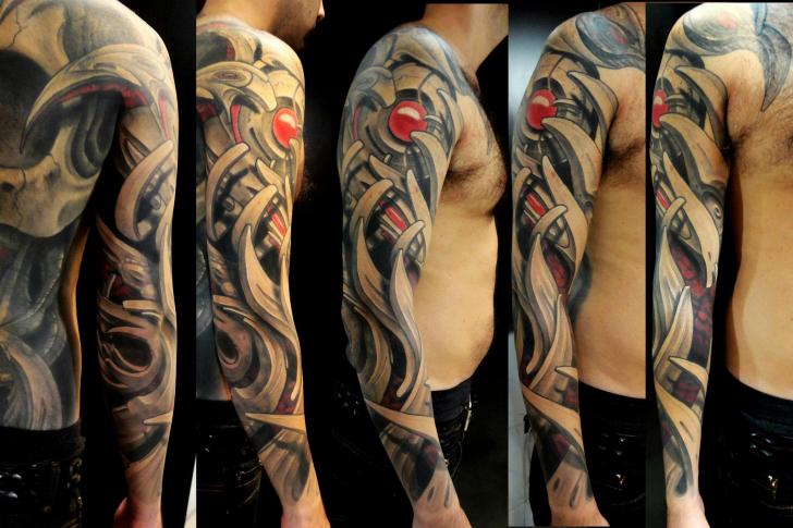 Biomechanical Sleeve Tattoo by Javier Tattoo