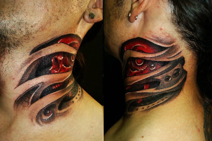 Biomechanisch Nacken Tattoo von Javier Tattoo