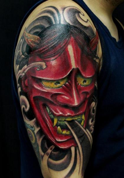 Shoulder Japanese Demon Tattoo by Javier Tattoo