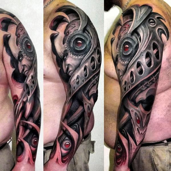 Biomechanical Sleeve Tattoo by Javier Tattoo