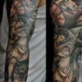 Fantasy Angel Demon Sleeve tattoo by Javier Tattoo