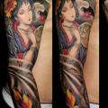 Japanese Tiger Geisha Sleeve tattoo by Javier Tattoo