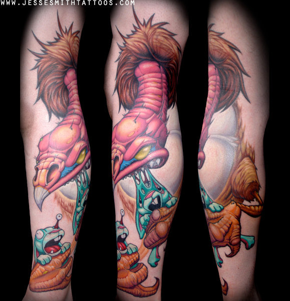 Tatuaje Brazo Fantasy Buitre por Jesse  Smith Tattoos