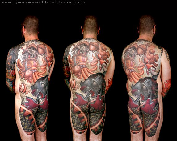 Tatuaggio Fantasy Gamba Schiena Sedere di Jesse  Smith Tattoos