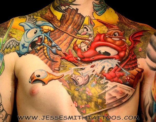 Fantasy Chest Character Tattoo by Jesse  Smith Tattoos