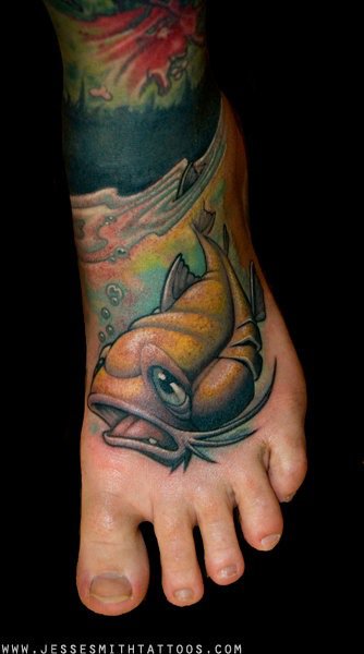 Tatuaje Fantasy Pie Pescado por Jesse  Smith Tattoos