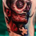 tatuaje Brazo Fantasy Cráneo mexicano Salvador Dali por Logan Aguilar