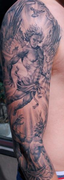 Ангел Религозные Рукав татуировка от Evil Twins Tattoo