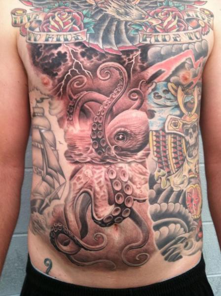 Fantasie Bauch Oktopus Tattoo von Josh Duffy Tattoo