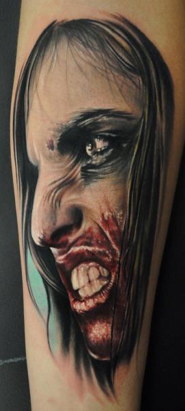 Arm Fantasy Portrait Blood Tattoo by Venom Ink