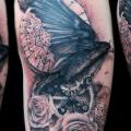 Shoulder Flower Crow 3d tattoo by Ink-Ognito