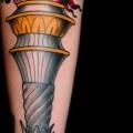 Arm Old School Flame tattoo by Skull and Sword