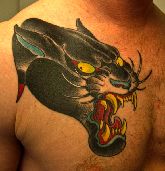 Brust Old School Panther Tattoo von Skull and Sword