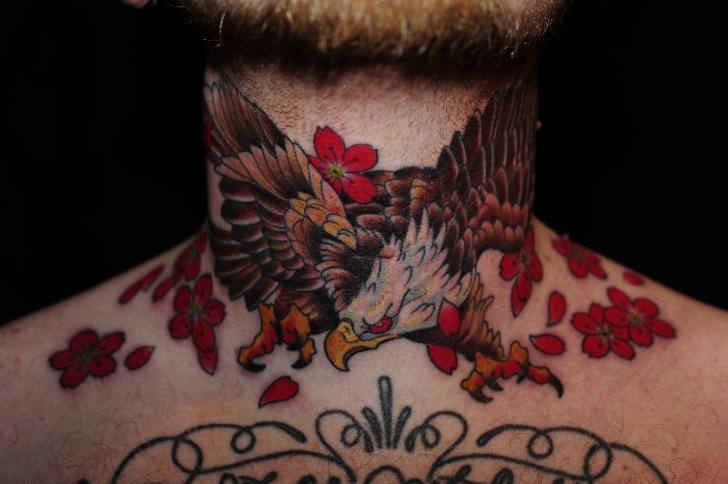 Old School Eagle Neck Tattoo by Skull and Sword