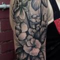 Shoulder Arm Flower Dotwork tattoo by Nick Bertioli