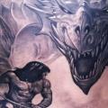 tatuaje Fantasy Espalda Guerrero Dragón por Reinkarnation Tattoos