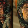 tatuaje Brazo Realista Soldado Sangre por Nadelwerk