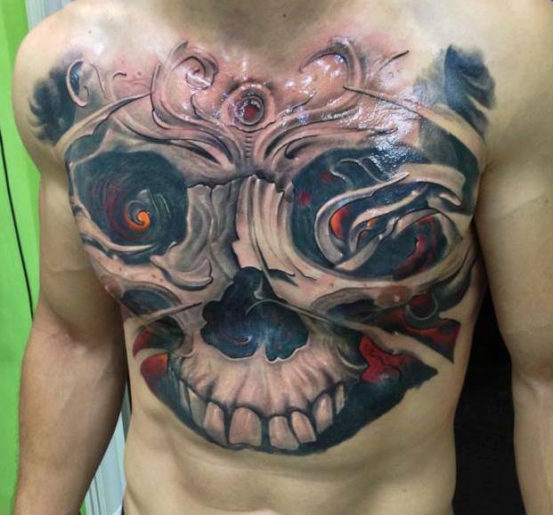 Brust Totenkopf Tattoo von Nadelwerk