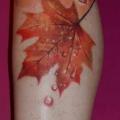 Realistic Leg Eye Leaf tattoo by Nadelwerk