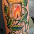 Arm Lamp Leaves tattoo by Pistolero Tattoo