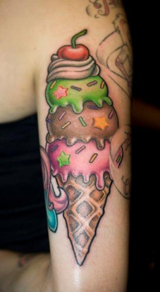 Shoulder Fantasy Ice Cream Tattoo by Pistolero Tattoo