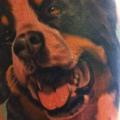 tatuaggio Spalla Realistici Cane di Pistolero Tattoo